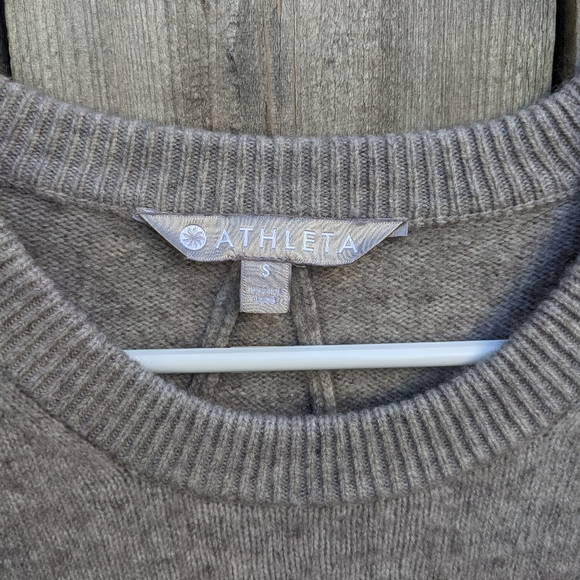 Athleta Wool Cashmere Crewneck Sweater Taupe Brown Size Small - Picture 5 of 6